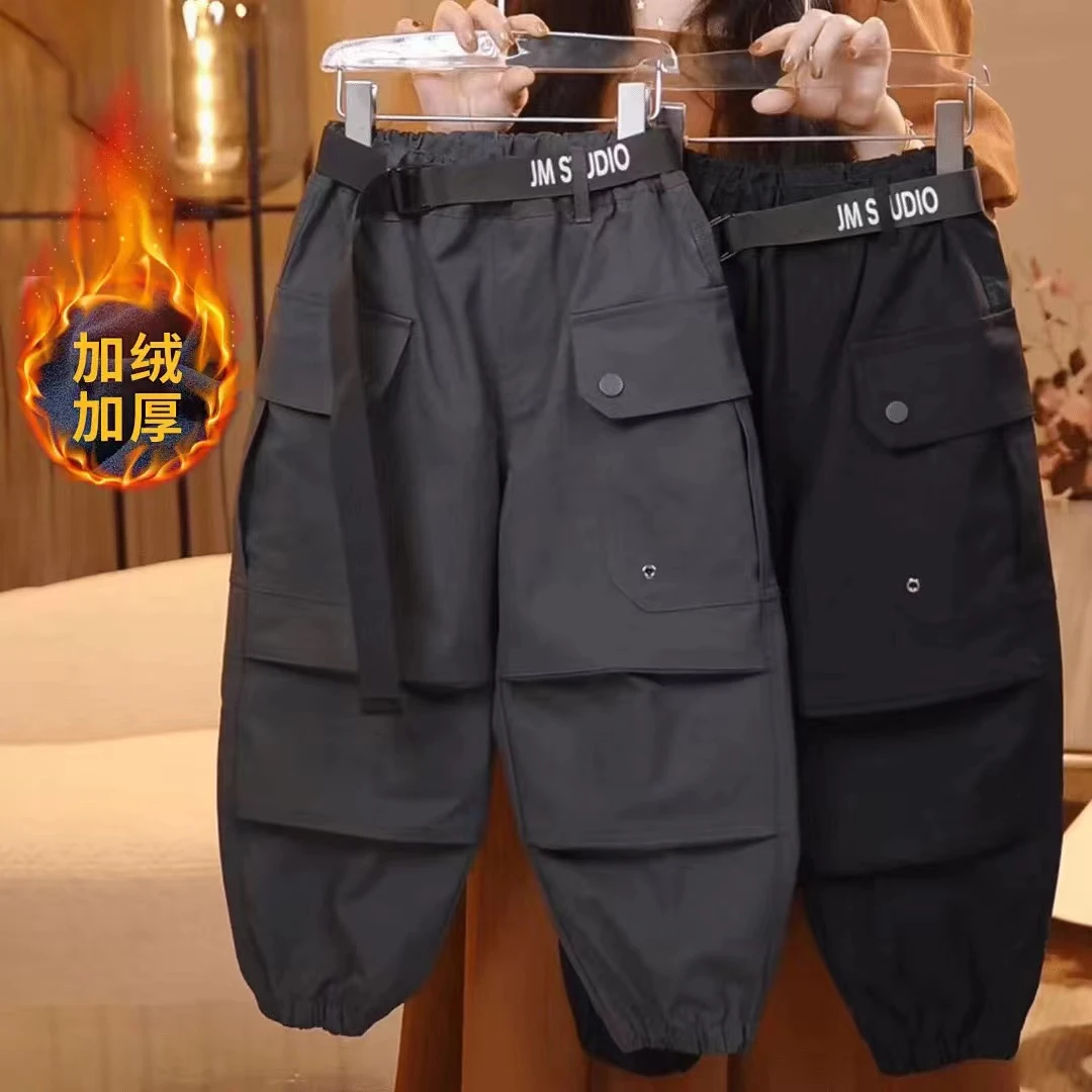 【现货】儿童休闲裤中大童韩版男童加厚时尚秋冬男女童休闲裤YG6433