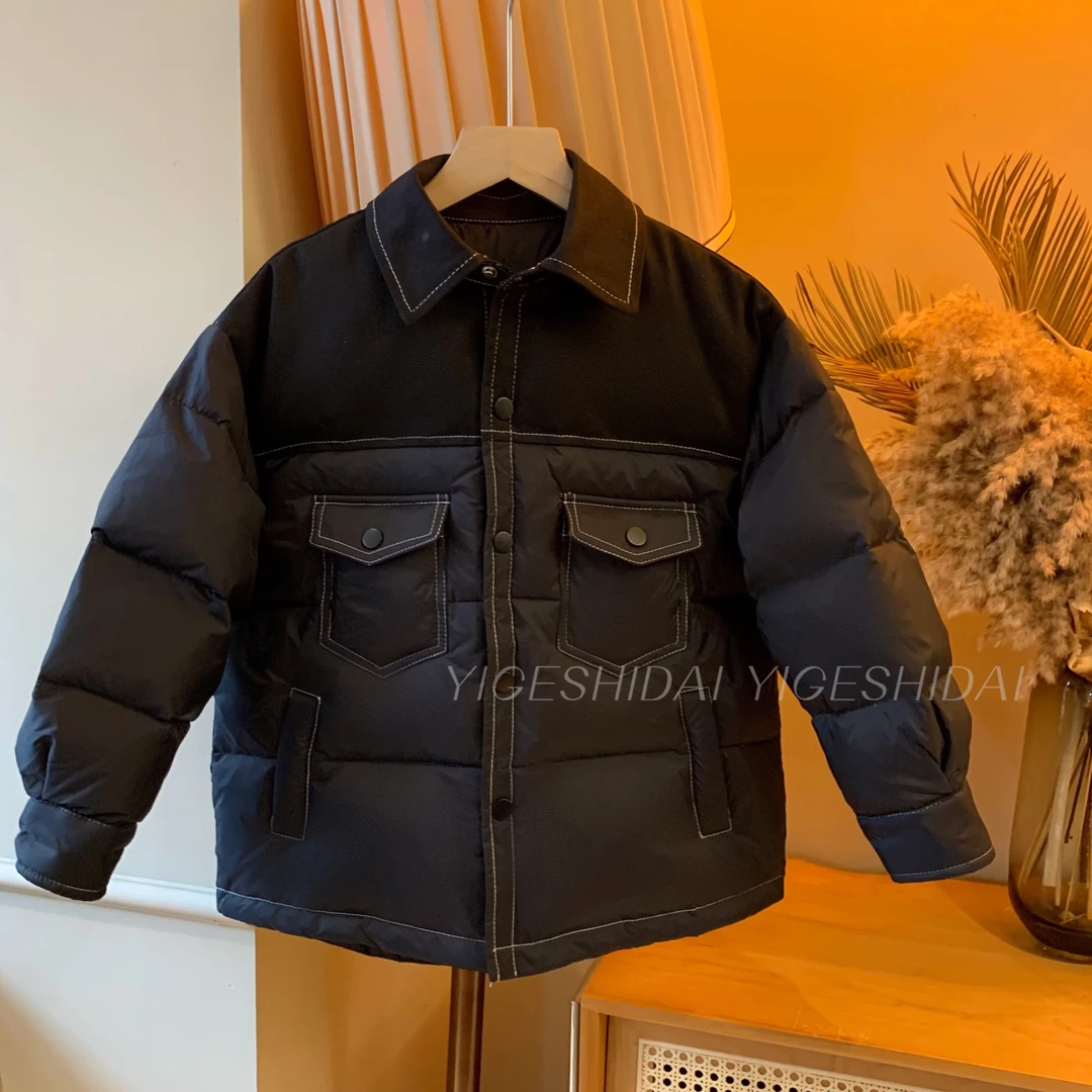 【现货】潮童羽绒服韩版工装90绒加厚时尚白鸭绒中大童羽绒服YG5542
