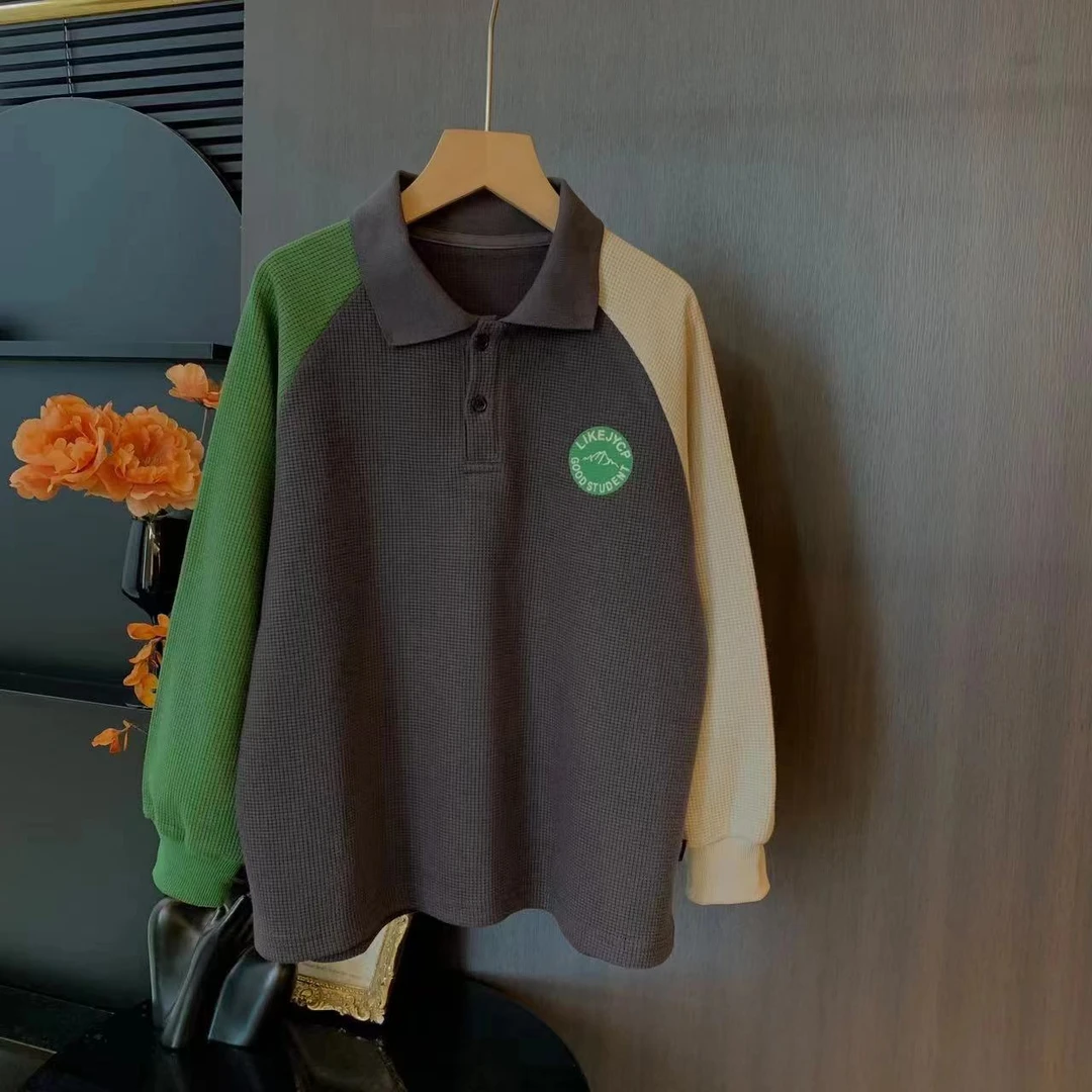 【春款现货】儿童时尚polo潮童男童百搭休闲中大童卫衣polo衫YG6401