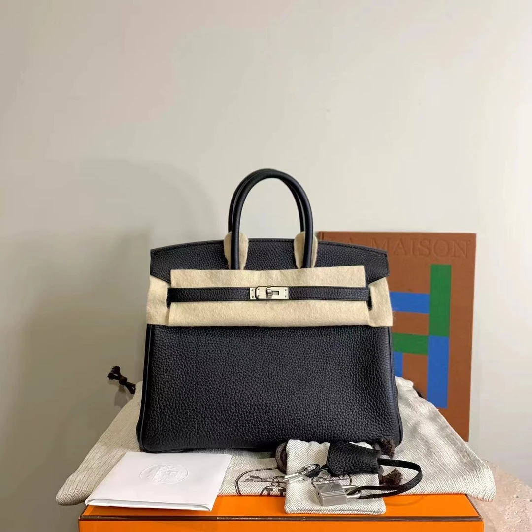 全新未使用 Hermes/爱马仕 壹臻/拆单黑银birkin25手提包82959241