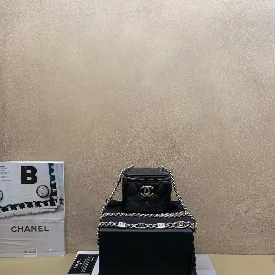 95新 壹臻中古/Chanel 黑银牛coco珐琅mini盒子 97872714
