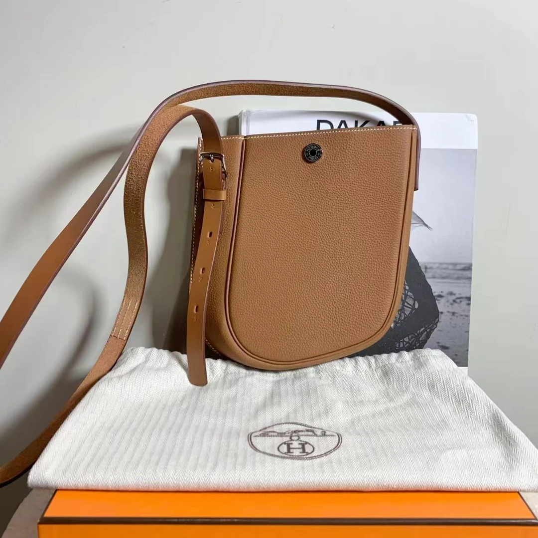99新 Hermes/爱马仕 壹臻中古/金棕银扣p歪歪包u刻 togo 68636265
