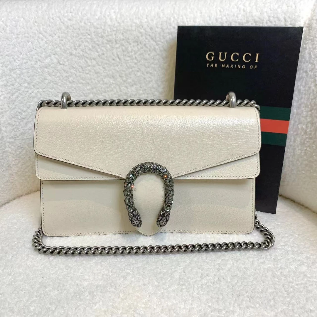 99新 GUCCI/古驰 壹臻/白色钻扣酒神中号 52261620