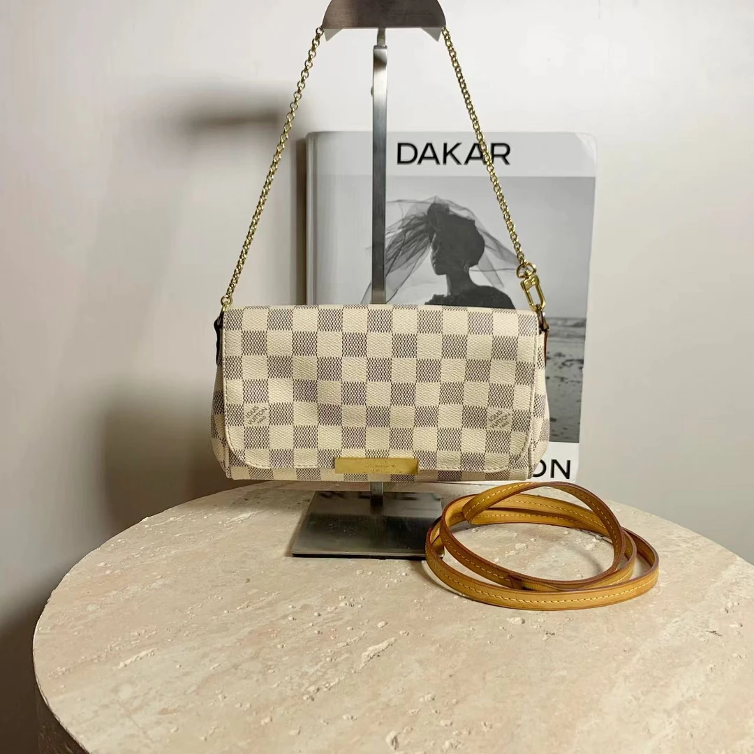 95新 LouisVuitton/路易威登 壹臻/ 白棋盘格挚爱小号14年8138122