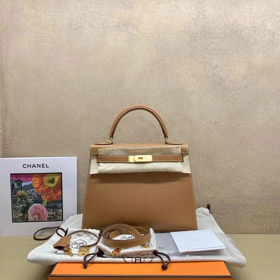 99新 Hermes/爱马仕 壹臻中古/ 金棕金扣Kelly28 d刻 41763391