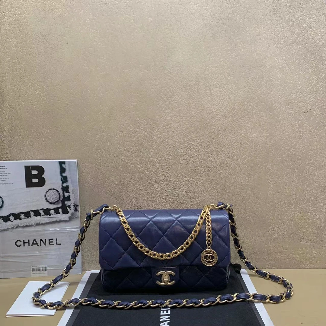 95新 Chanel/香奈儿 壹臻中古/22s蓝色金币大mini 46734628