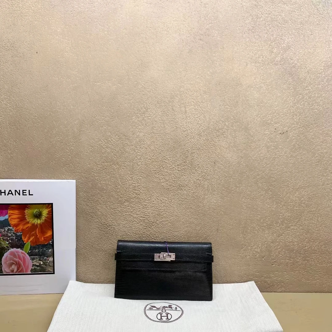99新 Hermes/爱马仕 壹臻/黑银kelly非普钱包 框O 33015860