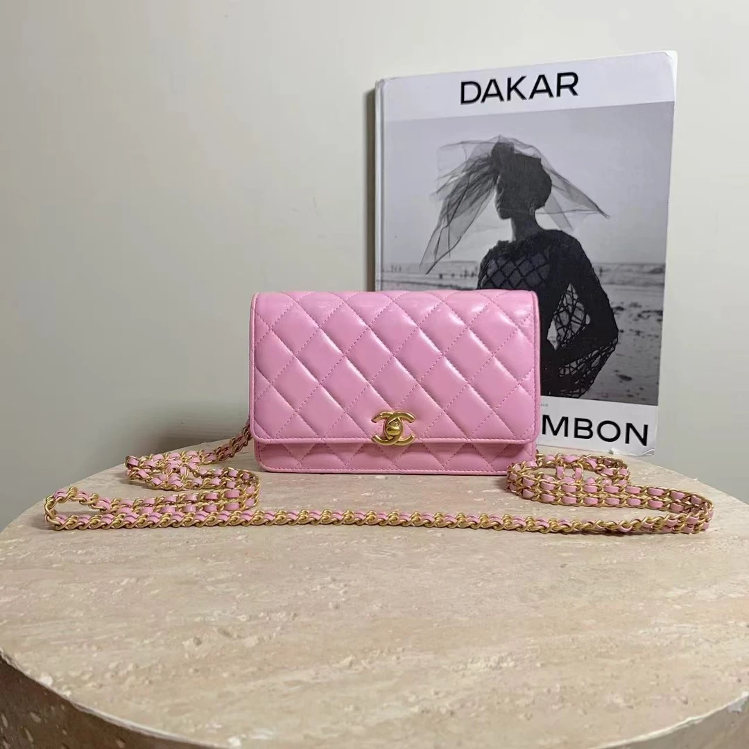 99新 Chanel/香奈儿 壹臻中古/23P粉色双链woc单肩包75585917