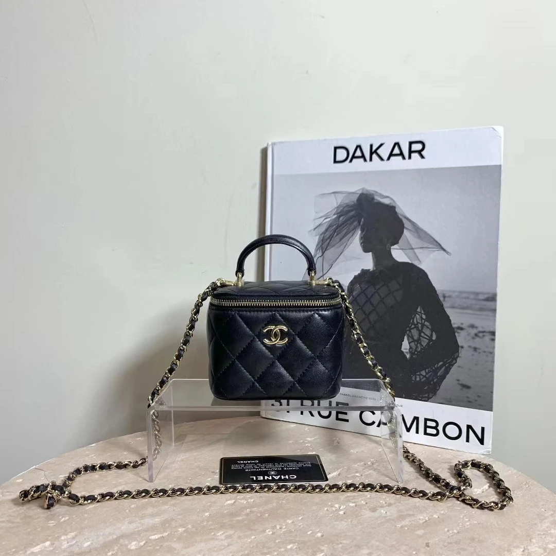 95新 Chanel/香奈儿  壹臻中古/黑金手柄mini盒子包31开 84566809