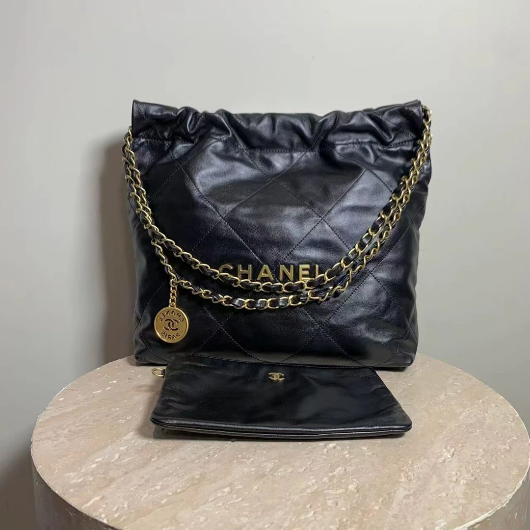 95新 Chanel/香奈儿 壹臻/ 22A黑金牛22bag小号 53985827