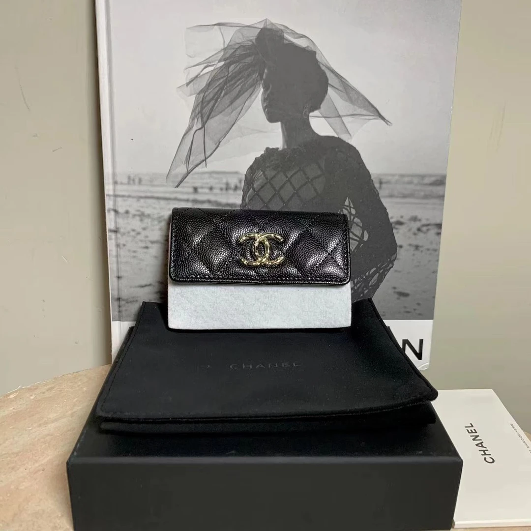 99新 Chanel/香奈儿 壹臻中古/Chanel24s黑金牛卡包 51905385