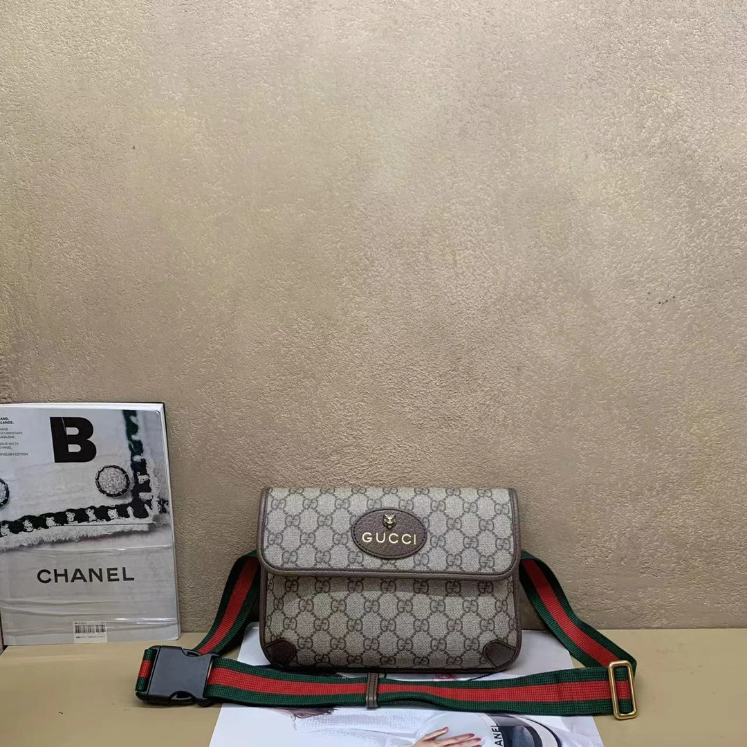 95新  壹臻中古/Gucci老花虎头胸包 80656263