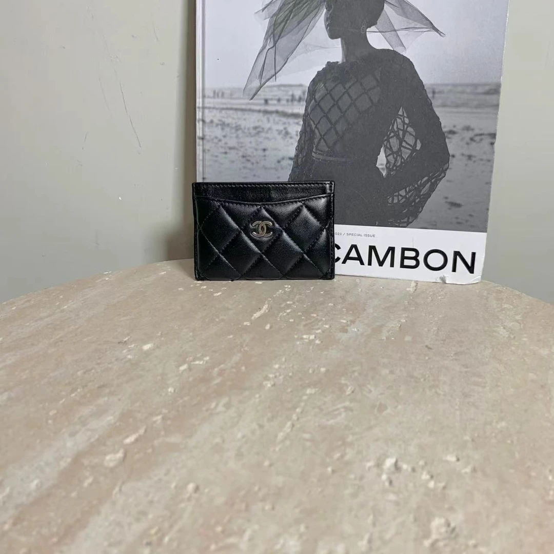 95新 Chanel/香奈儿  壹臻中古/ 黑金羊卡包 19开 28292835