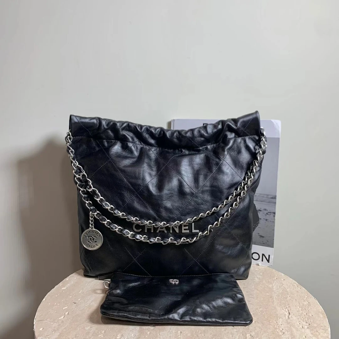 95新 Chanel/香奈儿 壹臻/95新 22K黑银牛22bag小号59203302
