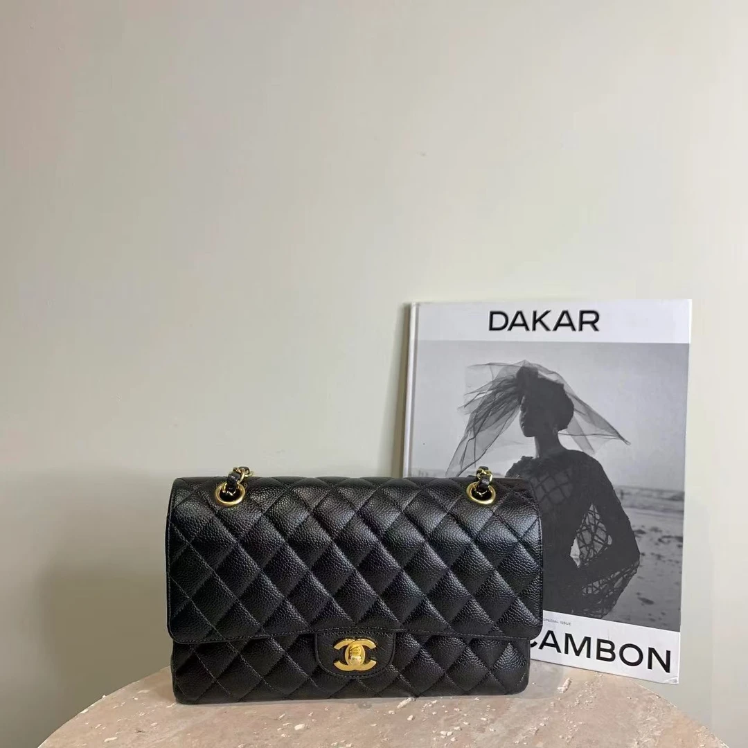 95新 Chanel/香奈儿 壹臻定/黑金牛cf中号25开 94045812