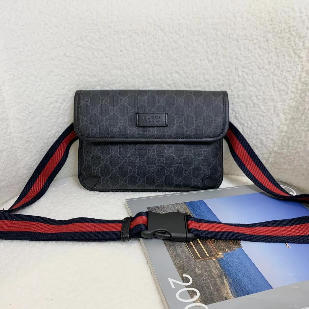 99新 GUCCI/古驰 壹臻/黑色老花腰包 66626172