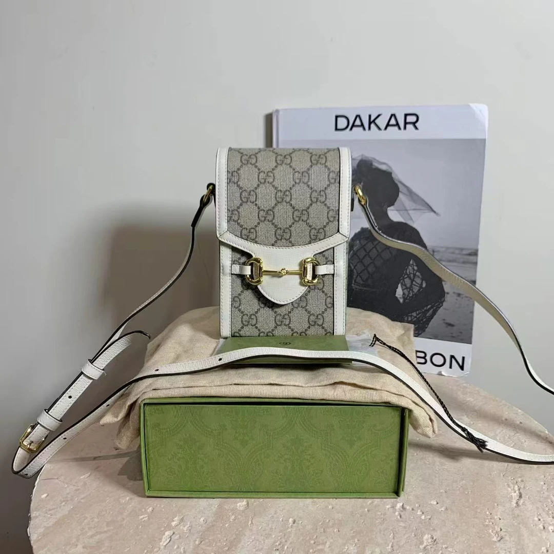 95新 GUCCI/古驰 壹臻/白色老花1955竖版手机句 74505661