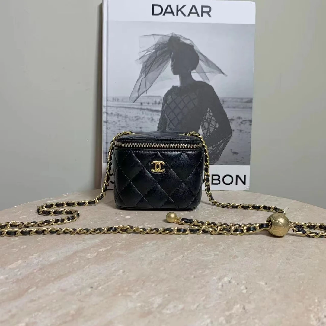 95新 Chanel/香奈儿 壹臻中古/22C黑金金球mini盒子包 74433613