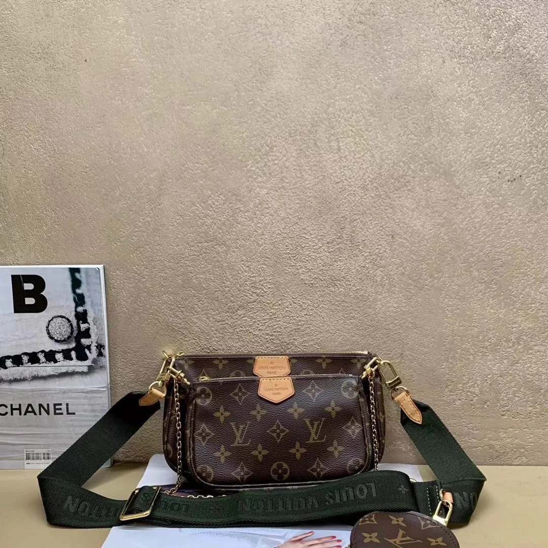 95新  壹臻中古拆/lv老花绿带五合一单肩48725107