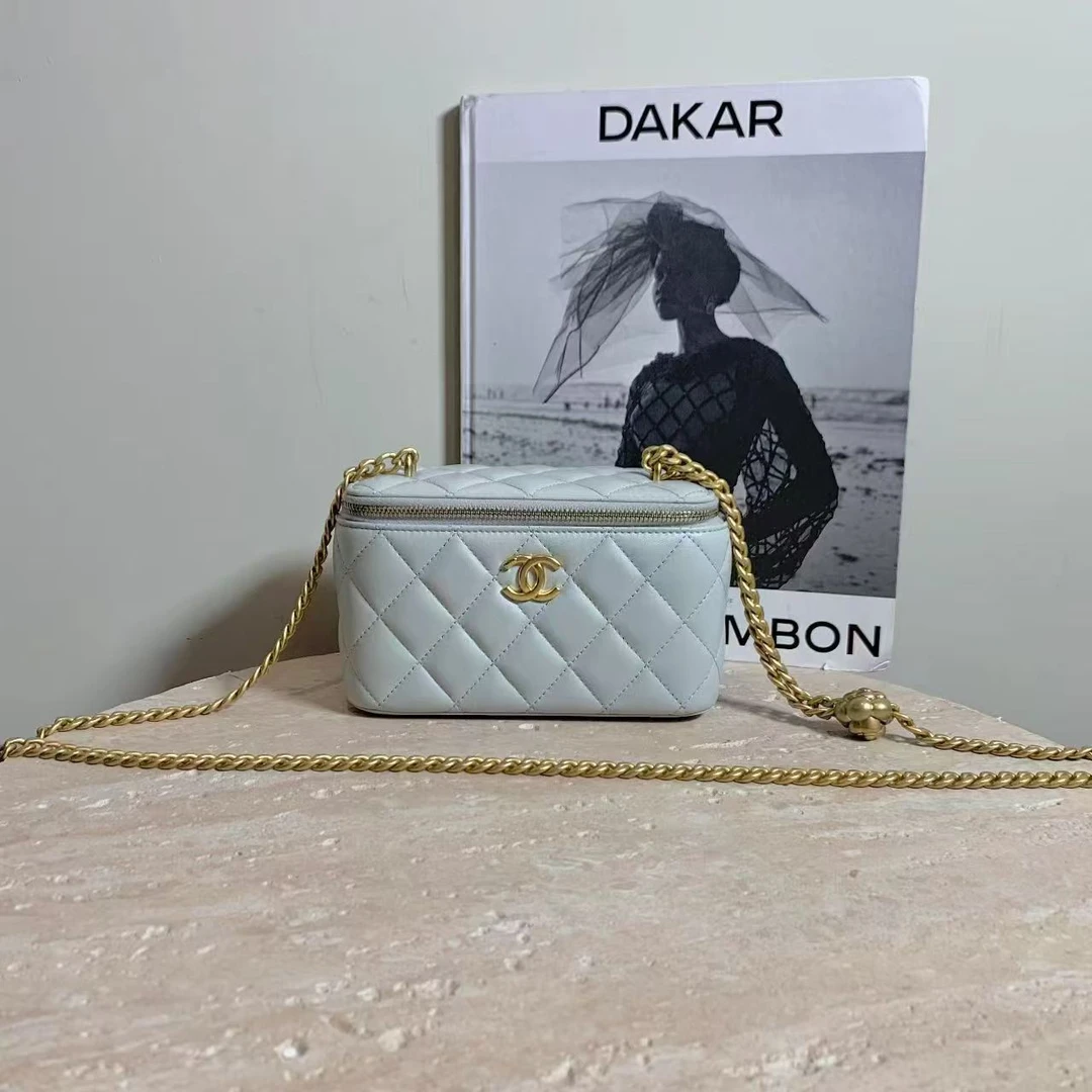 95新 Chanel/香奈儿 壹臻/23S淡蓝色山茶花金球长盒子包 14653551