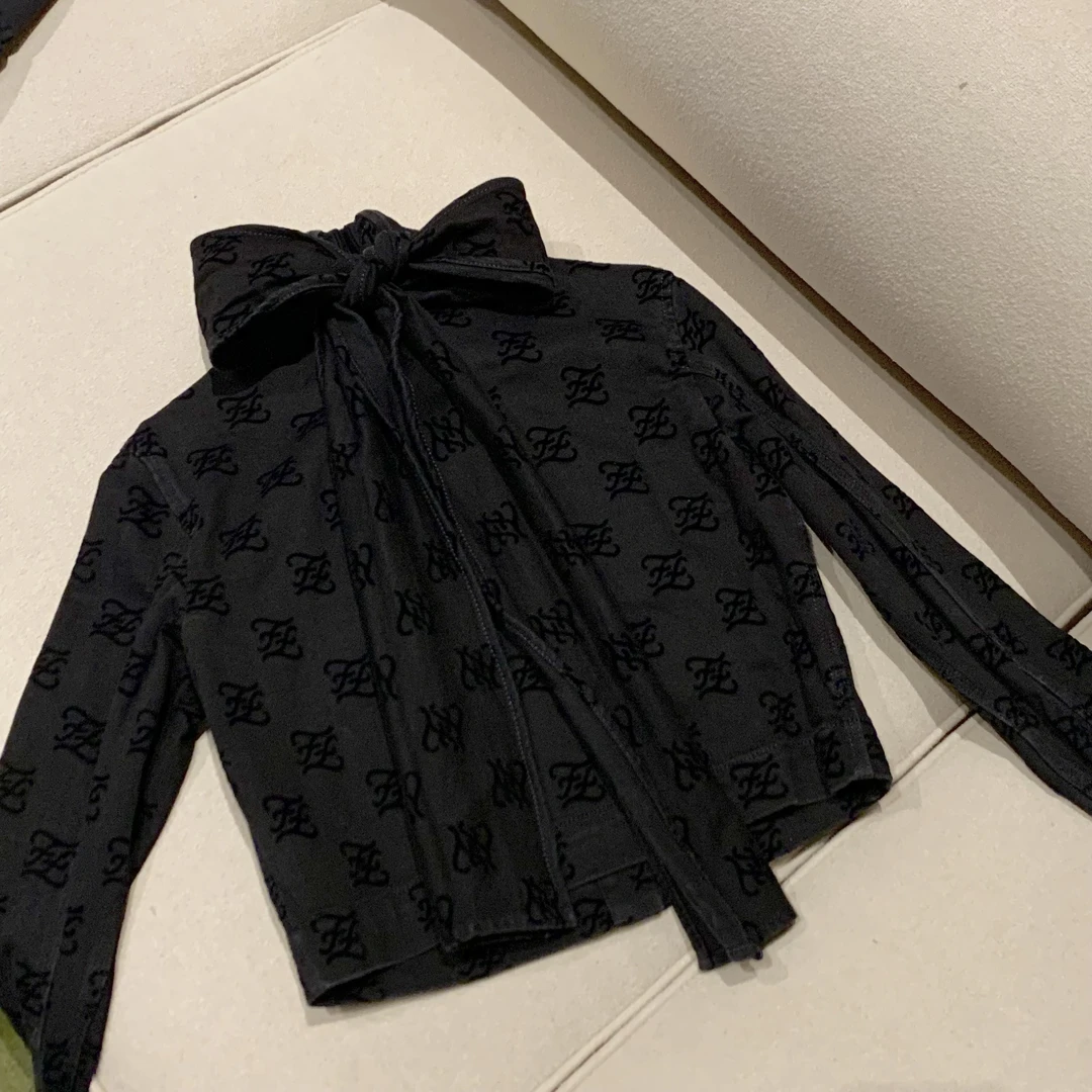 95新 FENDI/芬迪 壹臻中古/黑色牛仔提花夹克外套 36码 94015114
