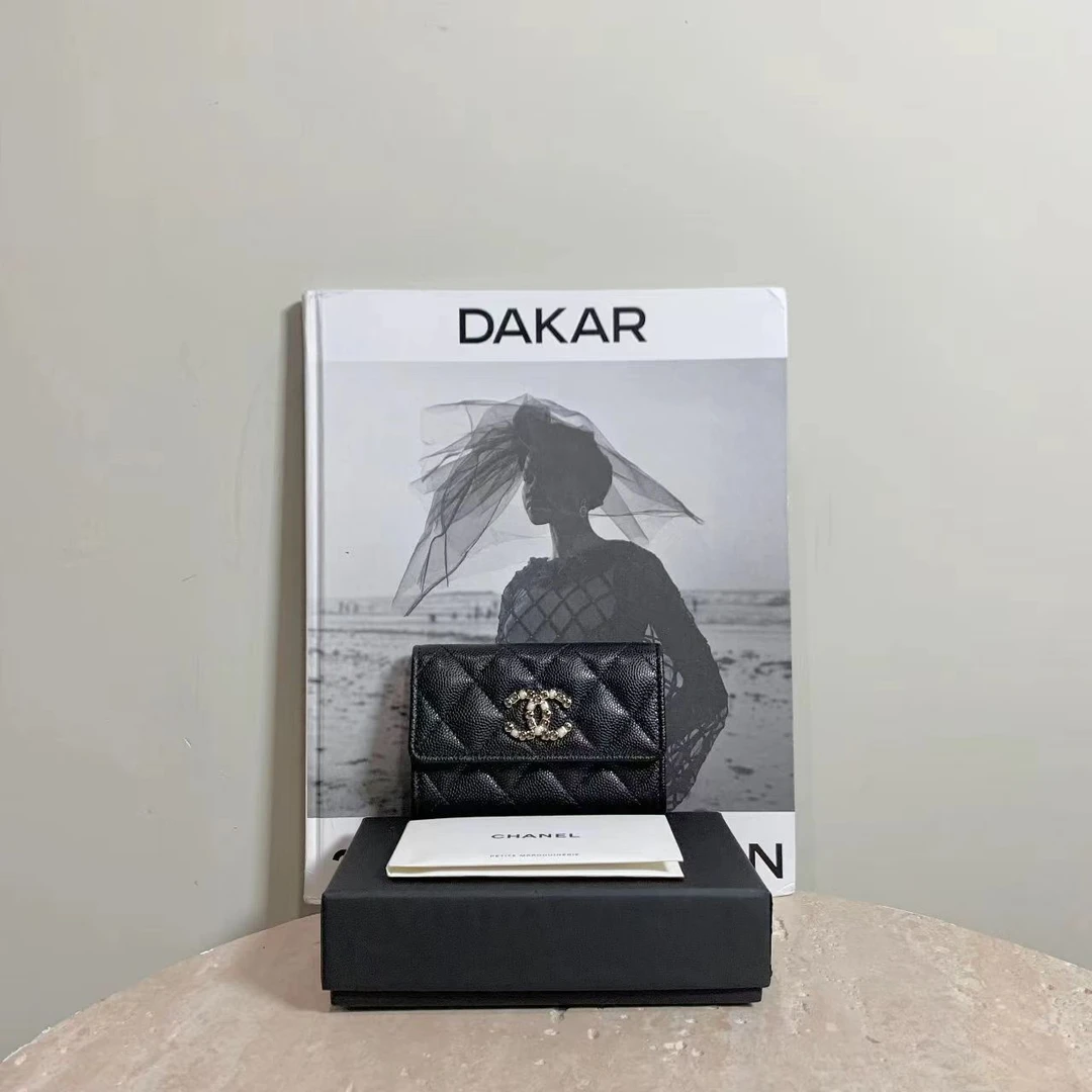 95新 Chanel/香奈儿 壹臻中古/ Chanel 黑金卡包 芯片 84607239