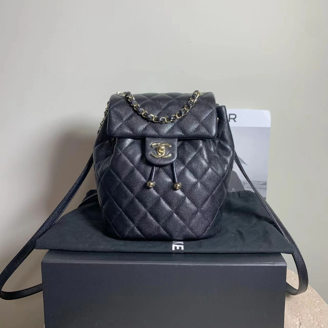 95新 Chanel/香奈儿 壹臻/95新24S黑金牛萨尔斯堡双肩包 18658733