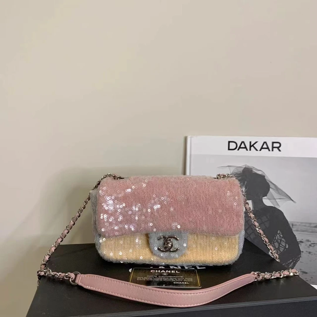 95新 Chanel/香奈儿 壹臻中古/ 拼色亮片cf mini25 开 90857275