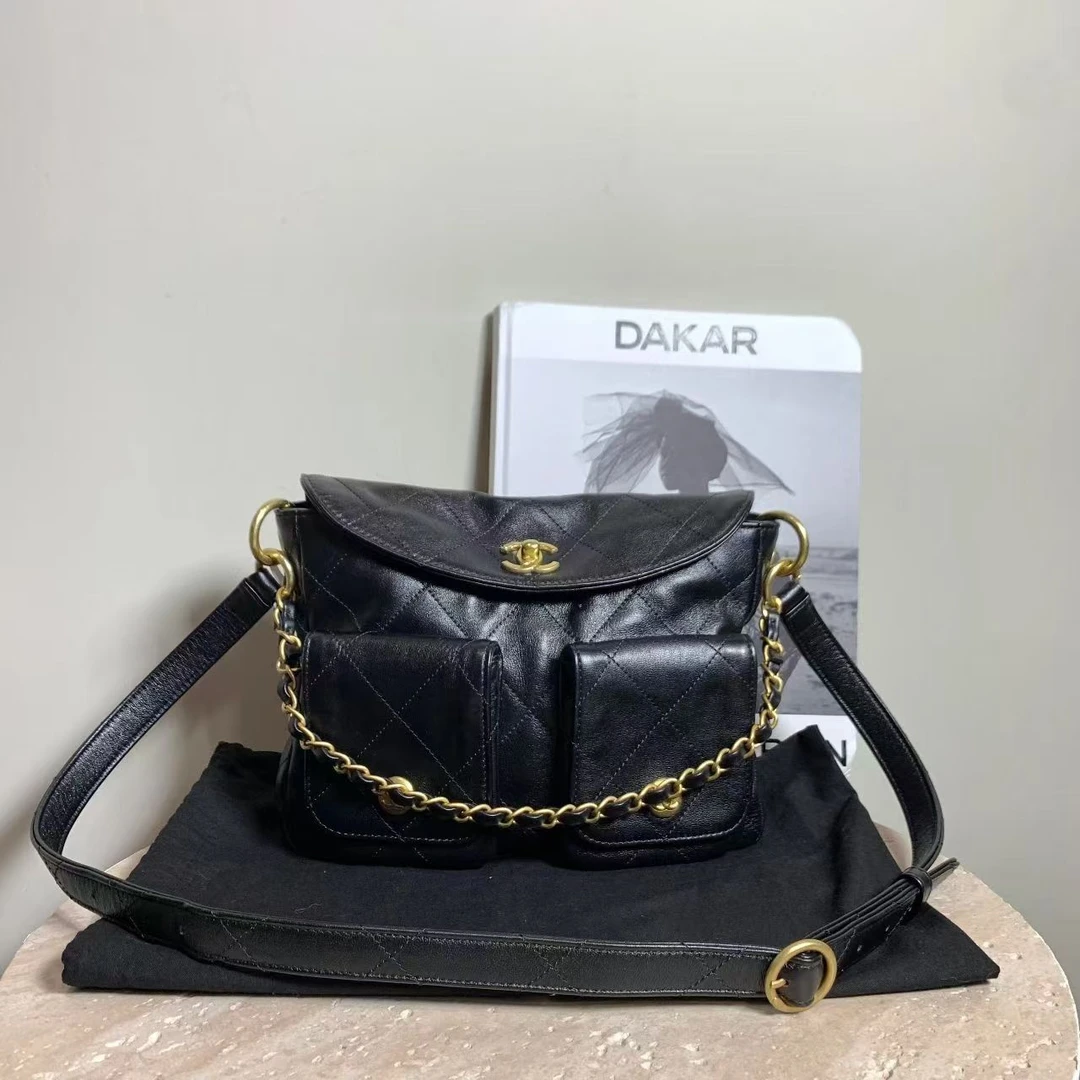 99新 Chanel/香奈儿 壹臻拆/黑金牛hobo 小号 84638180