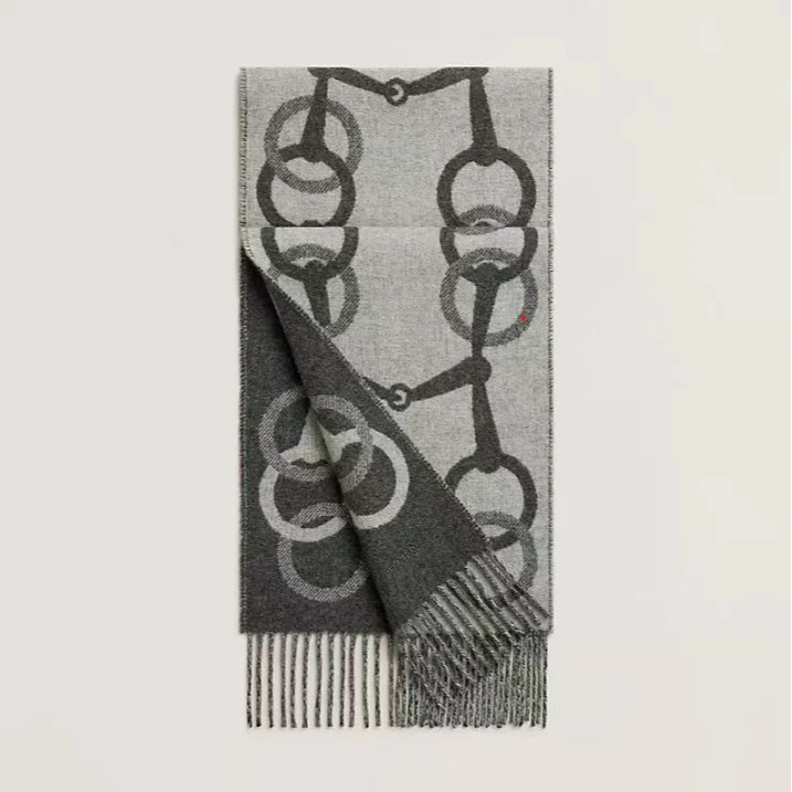 全新未使用 Hermes/爱马仕 壹臻susu/灰色围巾68530285