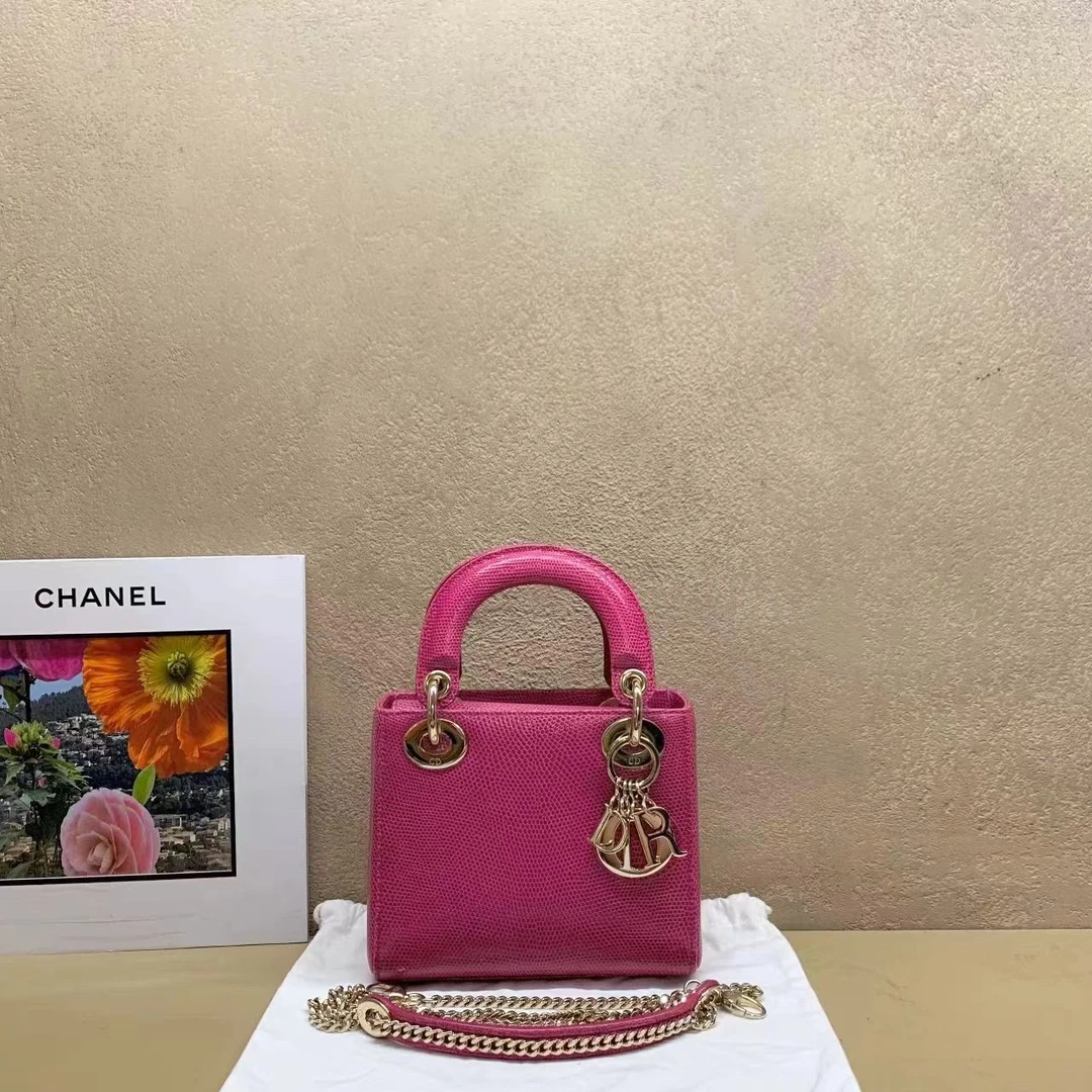 95新 DIOR/迪奥 壹臻中古/  粉色非普皮三格戴妃 40829213