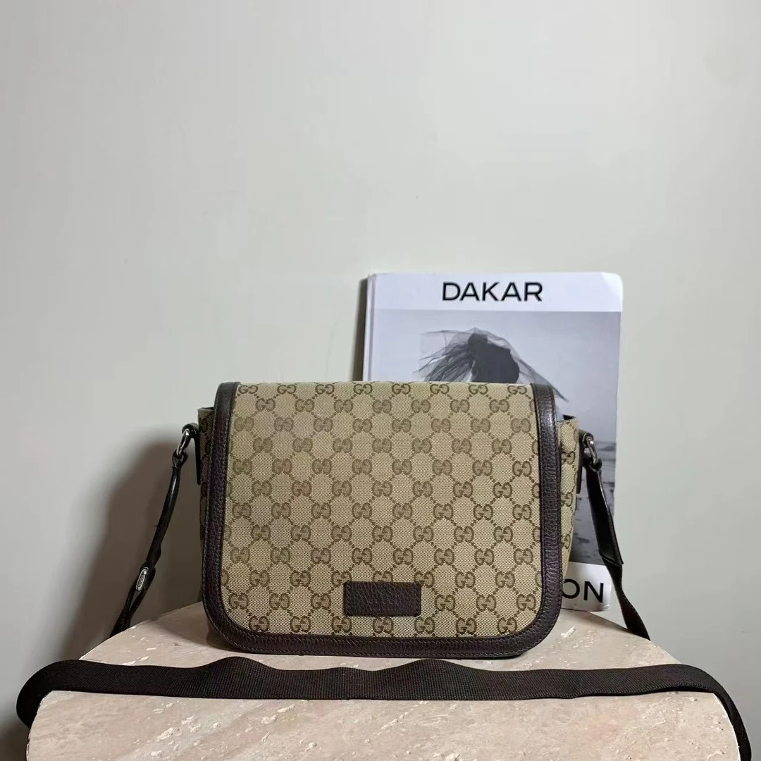 95新 GUCCI/古驰 壹臻中古/老花帆布邮差包 56123036