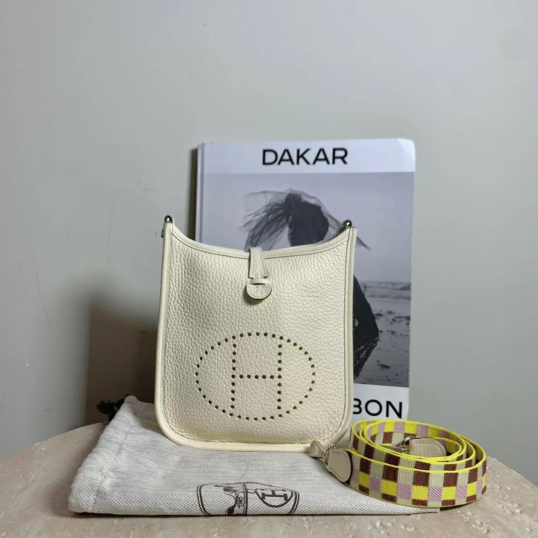 99新 Hermes/爱马仕 壹臻/奶油白银扣mini u刻 togo皮 80307494