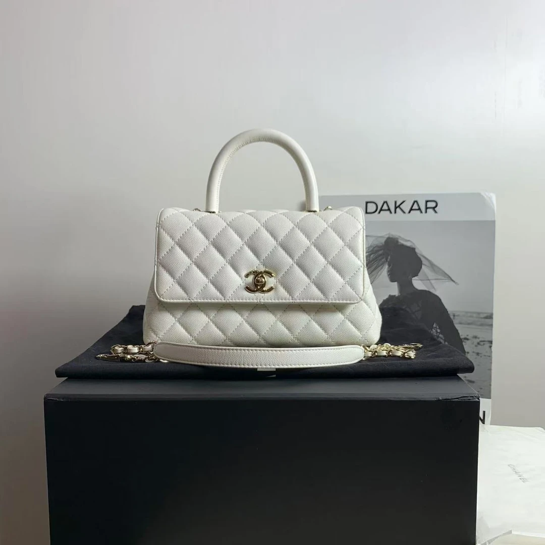 95新 Chanel/香奈儿 壹臻/22A白金handle包小号 78963229