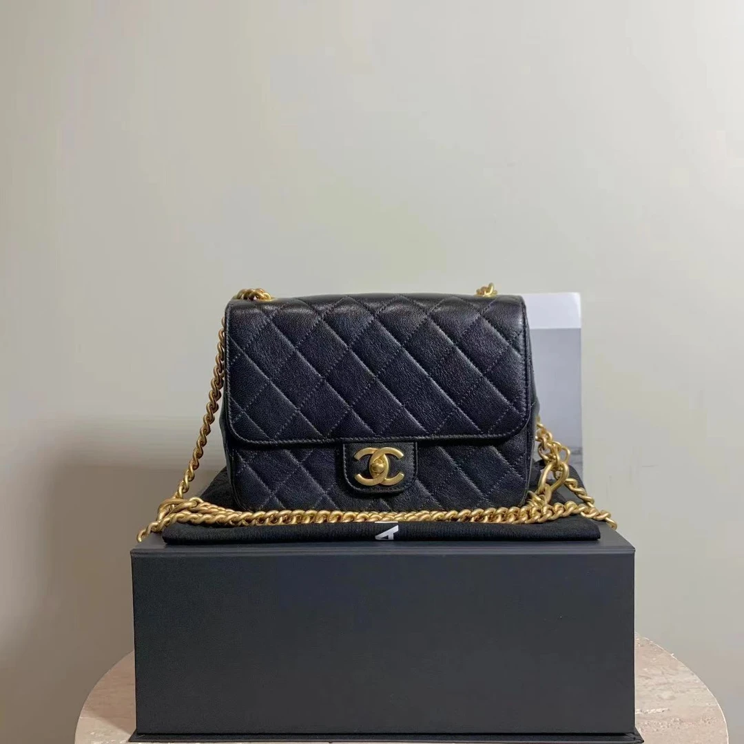 99新 Chanel/香奈儿 壹臻拆/23S黑金双链条方胖子 34985843