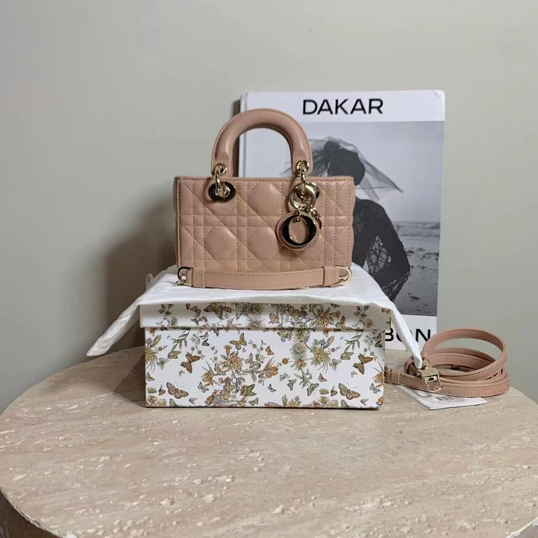 95新 DIOR/迪奥 壹臻中古/橘粉色金扣mini d-joy 38441288