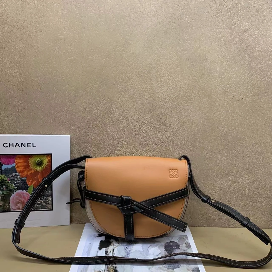 95新 LOEWE/罗意威  壹臻中古/焦糖色拼粗花呢gate小号 72427716