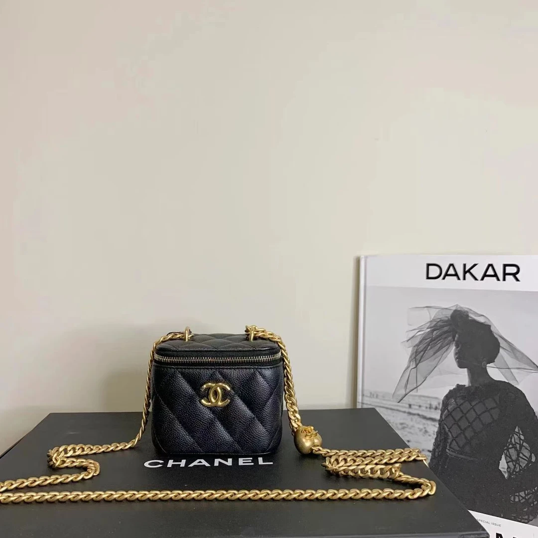 99新 Chanel/香奈儿 壹臻/23P 黑金爱心金球mini盒子包/50853165