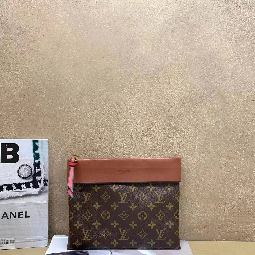 95新  壹臻中古/Iv老花拼焦糖色手拿包 32741466