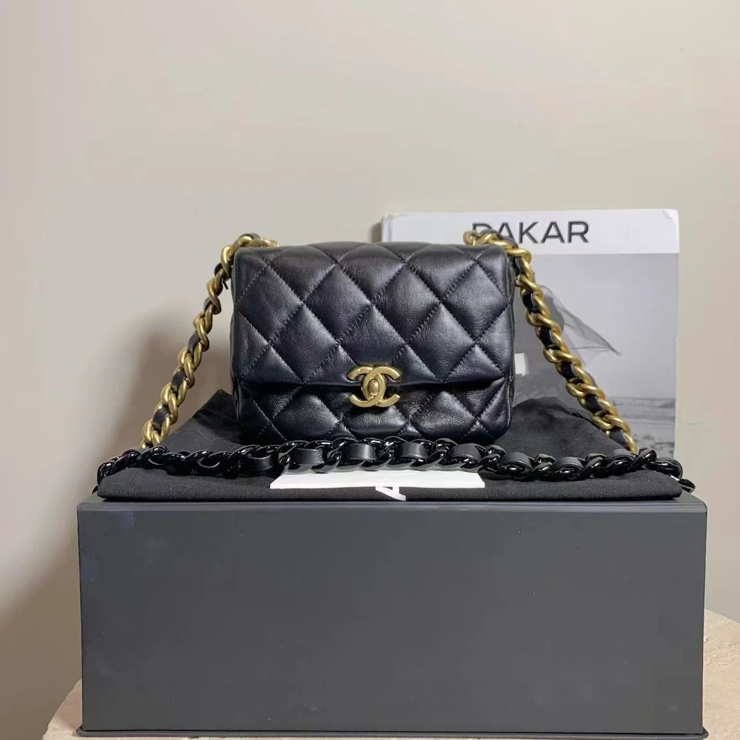 99新 Chanel/香奈儿 壹臻中古/ 22S黑金粗链条方胖子 23413629