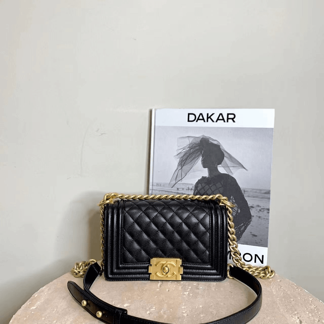 99新 Chanel/香奈儿  壹臻中古/黑金Leboy小号链条包/dx1790