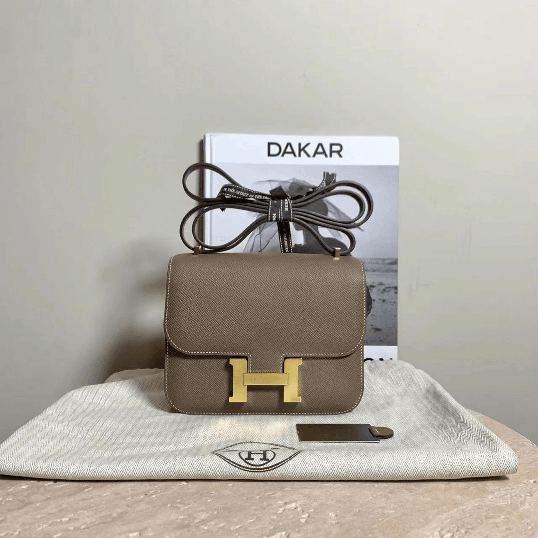 95新 Hermes/爱马仕 定金壹臻/大象灰金扣康康19 B刻  64735157