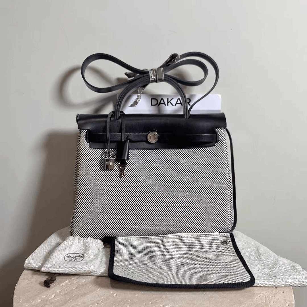 95新 Hermes/爱马仕  壹臻中古/熊猫拼色银扣herbag31  67027947