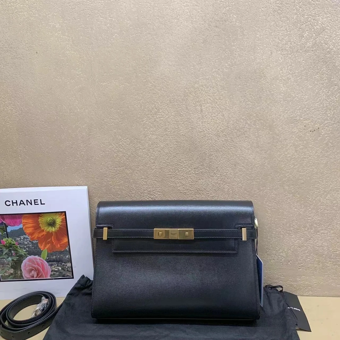 95新 YSL/圣罗兰 壹臻中古/黑金全皮曼哈顿中号 64879988