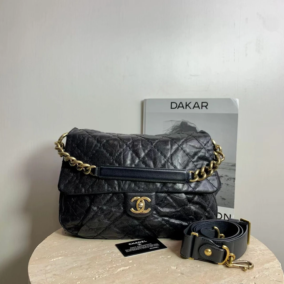 95新 Chanel/香奈儿 壹臻/黑金牛机场包 19开 80695392