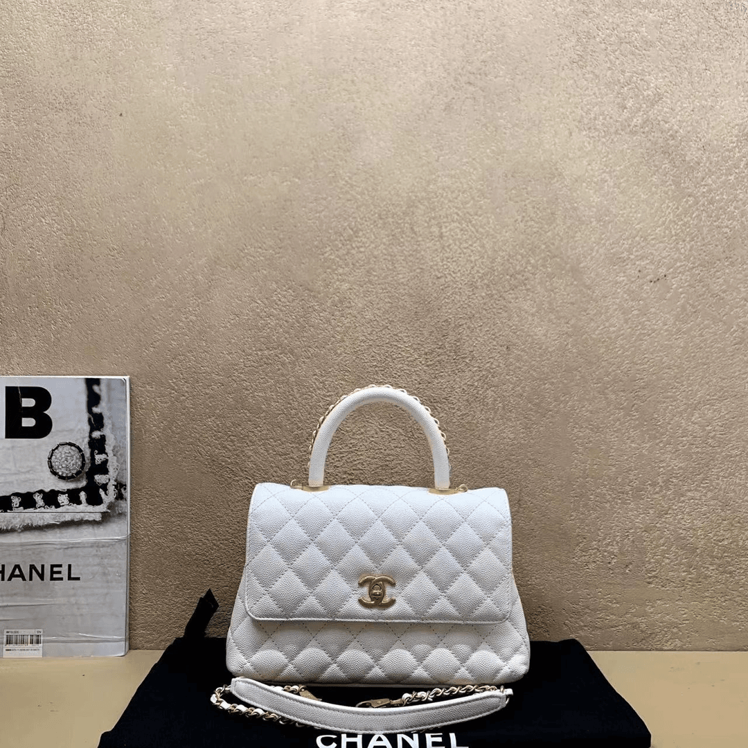 95新  壹臻中古/Chanel23P白金牛handle小号 /55006251