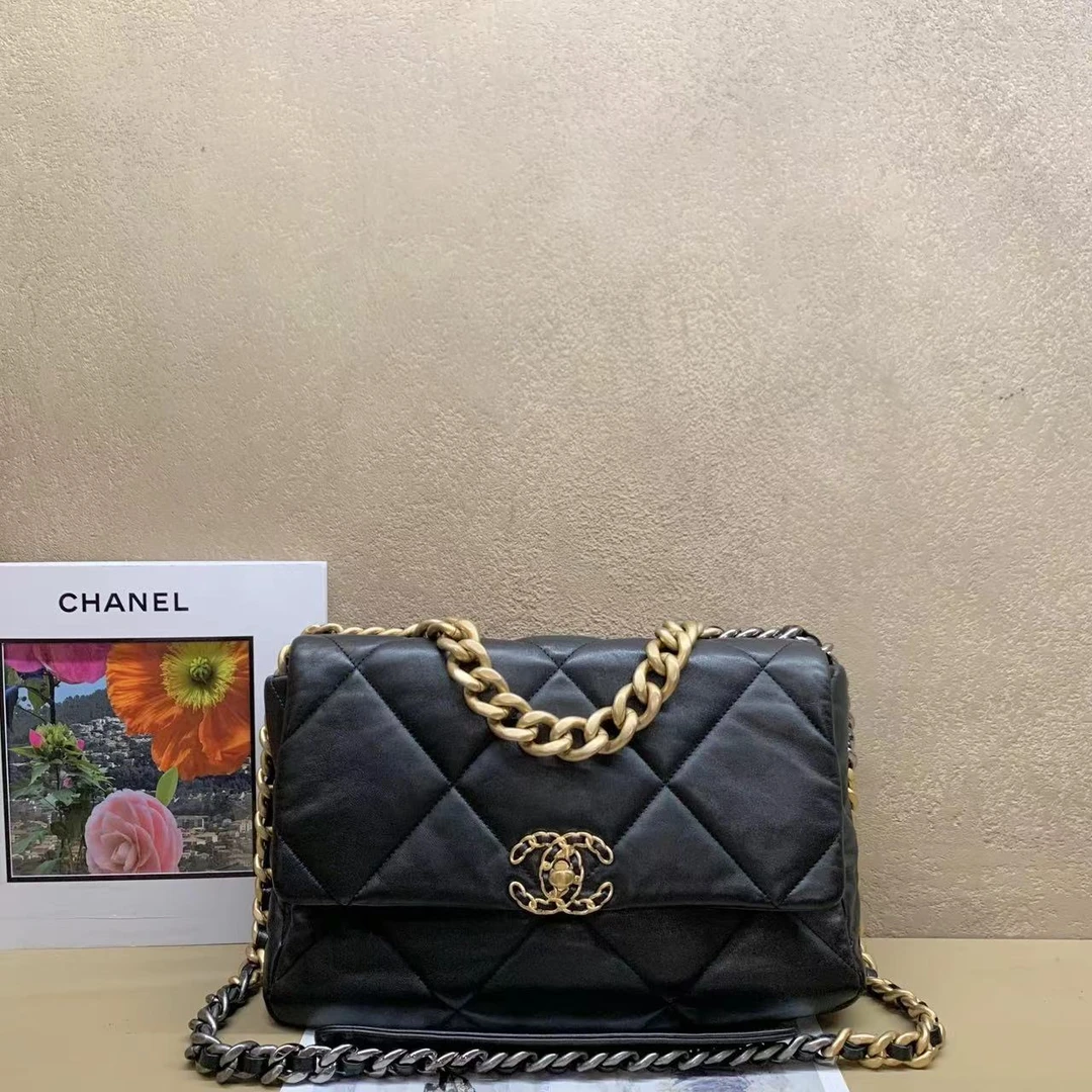 95新 Chanel/香奈儿 壹臻/21K 黑金19Bag中号斜挎包/96724969