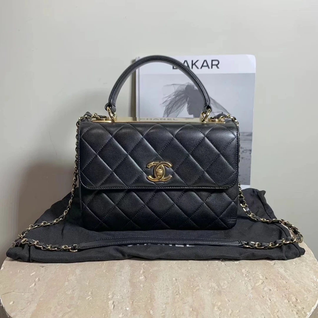95新 Chanel/香奈儿 壹臻/ 21B黑金trendy cc中号 /86330200
