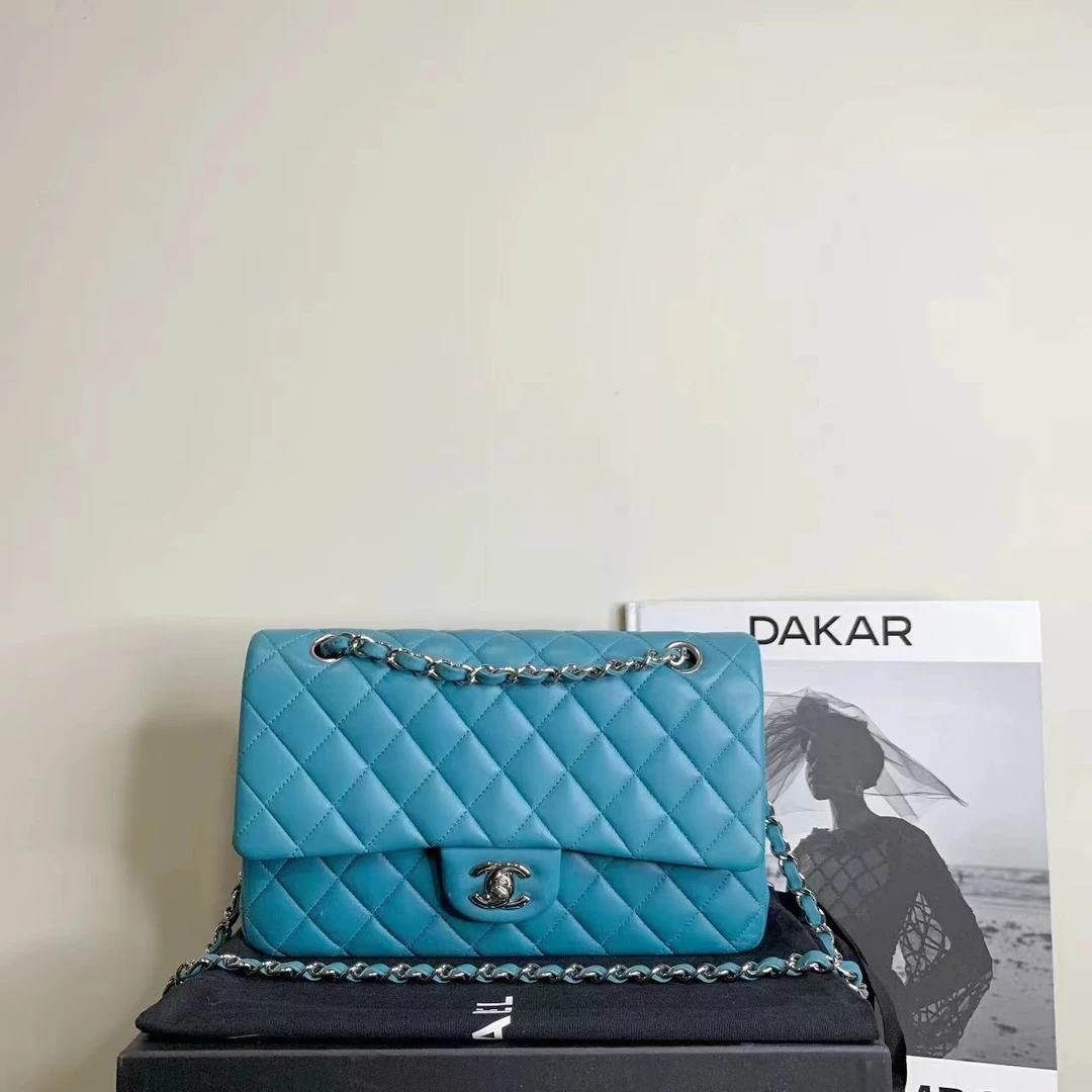 95新 Chanel/香奈儿 壹臻中古/Chanel湖水蓝cf中号20 开 20074379