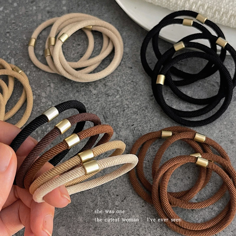 简约扎头发加粗头绳发圈女皮套高马尾橡皮筋高弹耐用不伤发头饰品